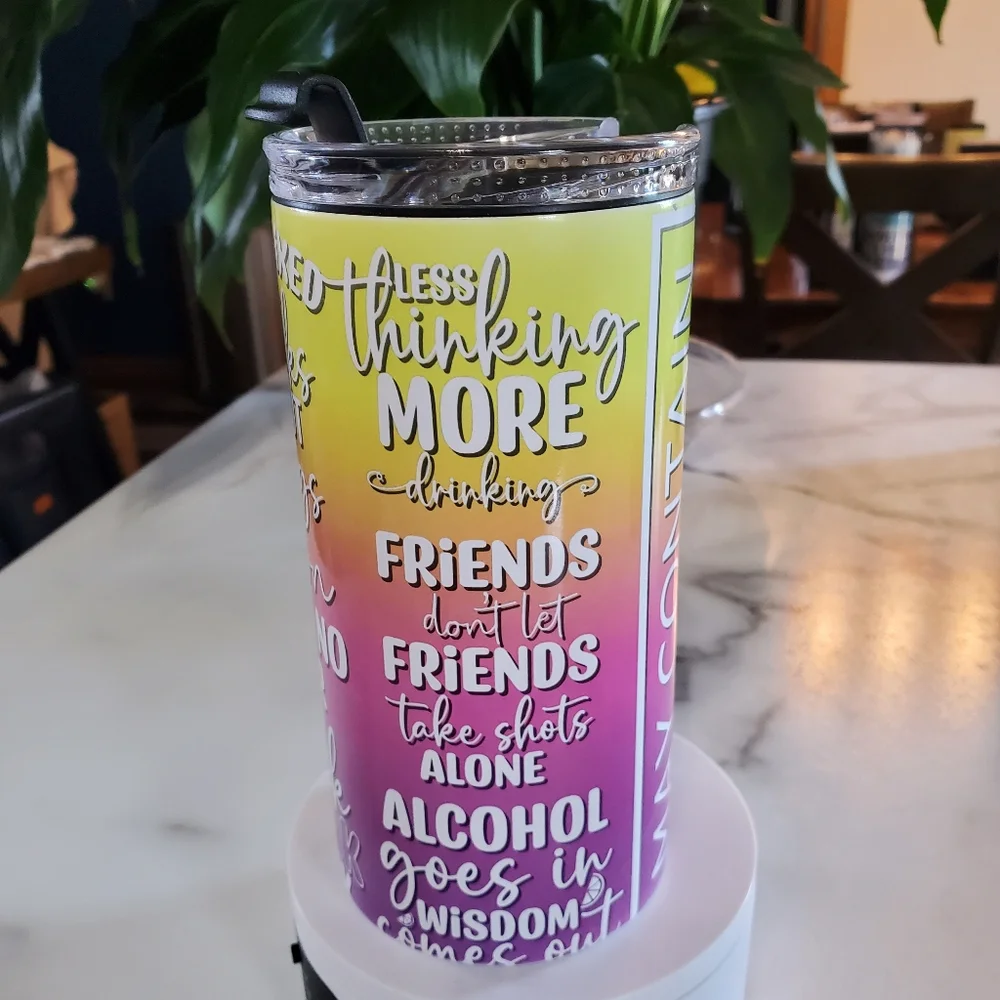 Funny Drinking Quotes 4 in 1 Can Cooler 14oz Tumbler 🎉sale